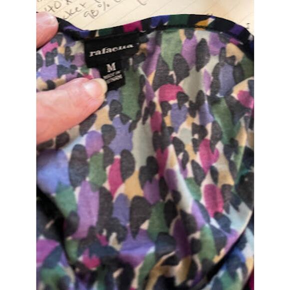 Rafaella Women's Multicolor Ruffle Neck Blouse Size Medium - Picture 4 of 4